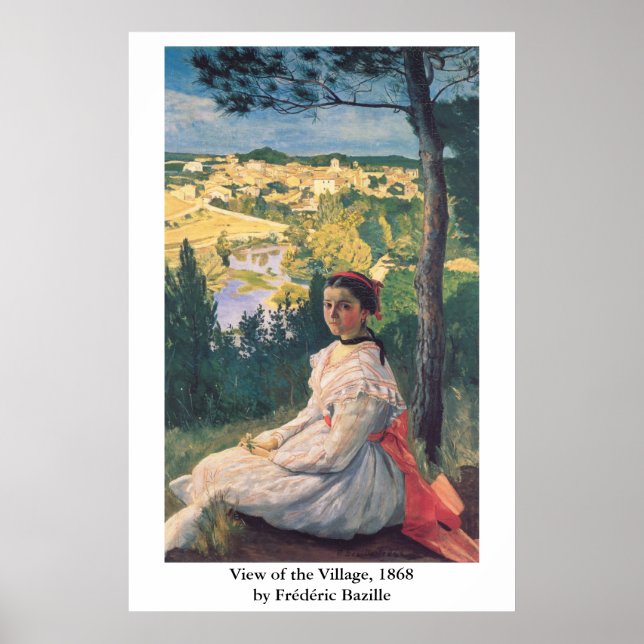 Poster Vue du village de Frédéric Bazille (Devant)