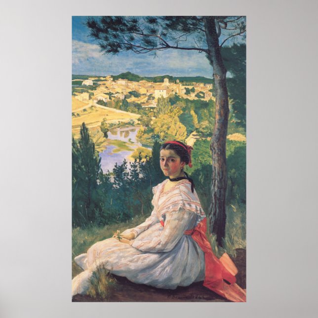 Poster Vue du village de Frédéric Bazille (Devant)