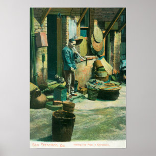 Poster Vue d'un homme fumant hors de son tuyau