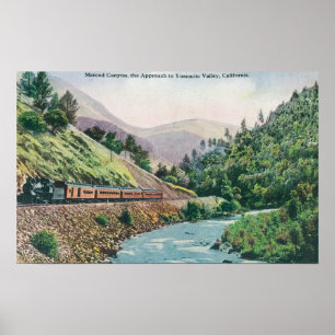Poster Vue d'un train allant à la vallée de Yosemite