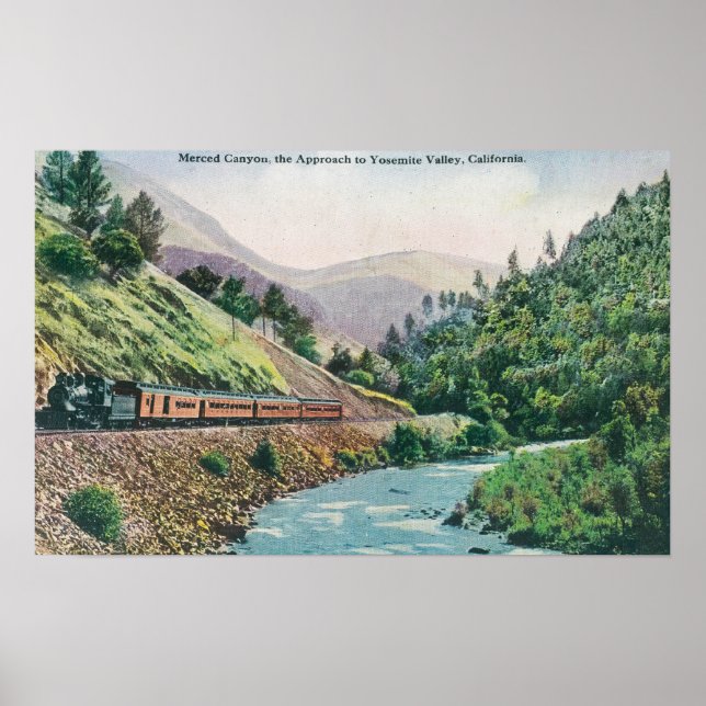 Poster Vue d'un train pour la vallée de Yosemite (Devant)