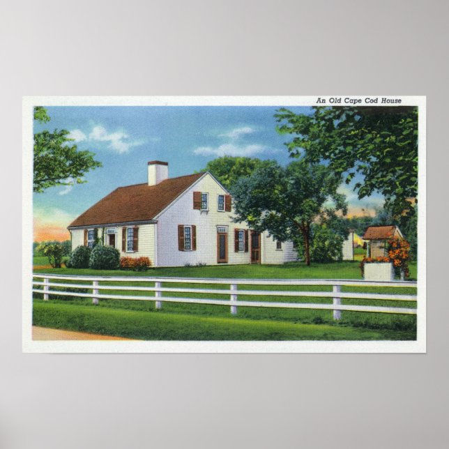 Poster Vue d'une ancienne maison de Cape Cod (Devant)