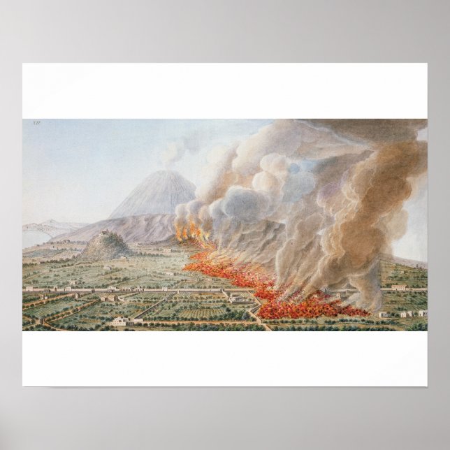 Poster Vue d'une éruption du mont Vésuve qui a commencé l (Devant)