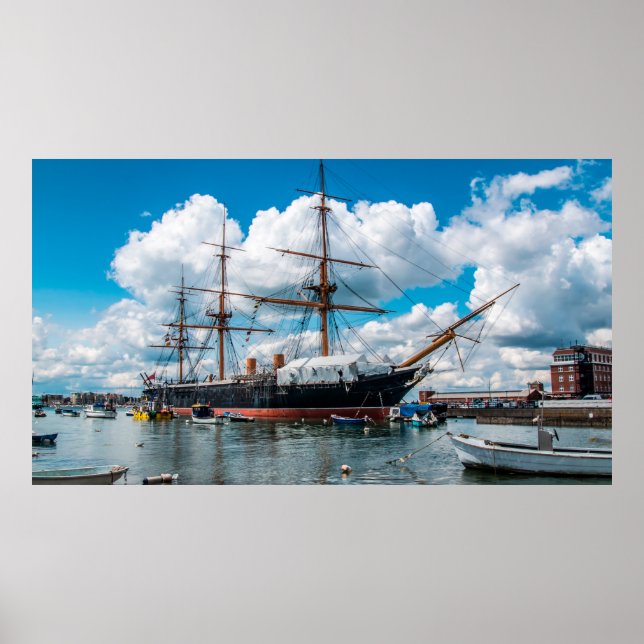 Poster Vue d'une frégate blindée victorienne historique (Devant)