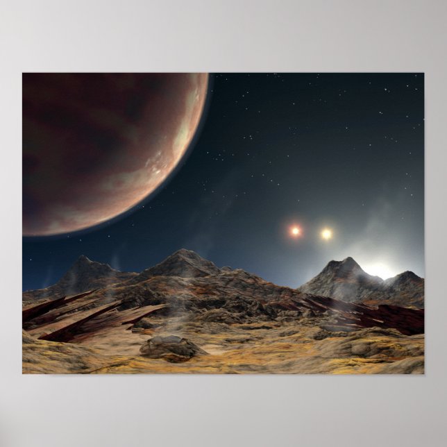 Poster Vue d'une lune hypothétique en orbite (Devant)