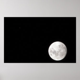Poster Vue d'une pleine lune, montre aussi Mars