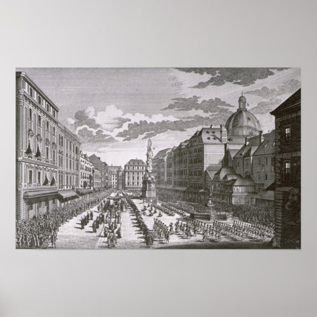 Poster Vue d'une procession dans le Graben (Devant)