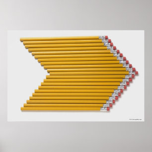 Poster Vue en angle élevé des crayons d'une rangée