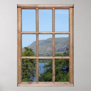 Poster Vue en loch écossais à partir d'une fenêtre