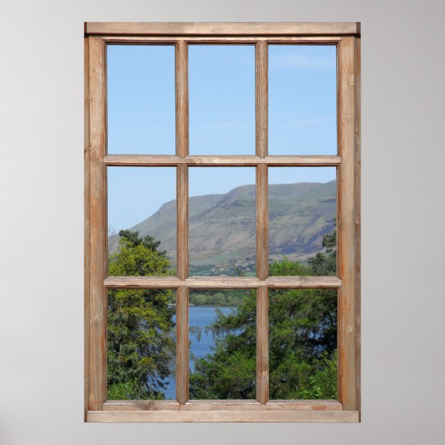 Poster Vue en loch écossais à partir d'une fenêtre (Devant)