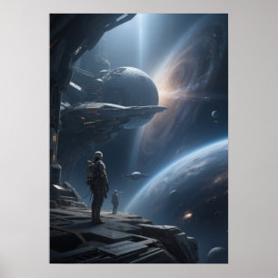 Poster Vue Épique de la Marche Spatiale de la Galaxie dep