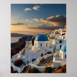 Poster Vue époustouflante de Santorin