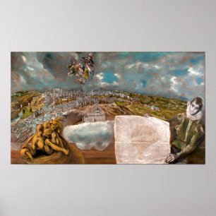 Poster Vue et plan de Tolède   El Greco  
