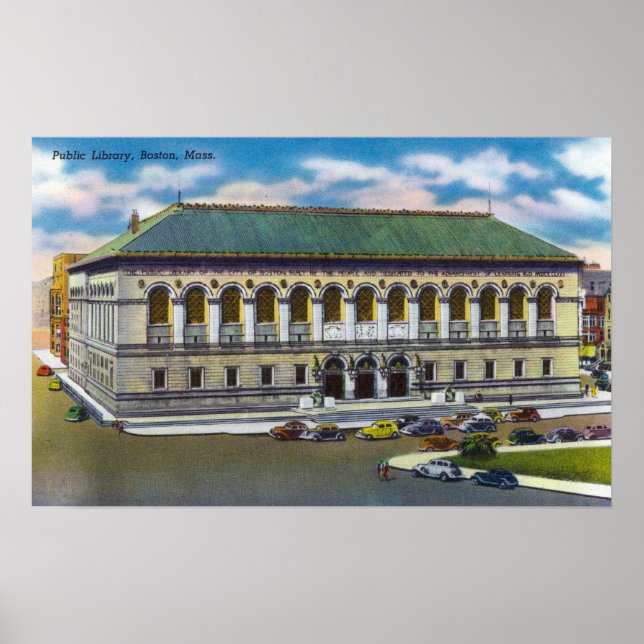 Poster Vue extérieure de la bibliothèque publique (Devant)
