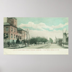 Poster Vue extérieure de la bibliothèque publique sur Pèr