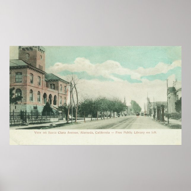 Poster Vue extérieure de la bibliothèque publique sur Pèr (Devant)