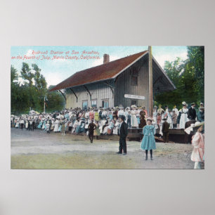 Poster Vue extérieure de la gare ferroviaire sur la 4ème 
