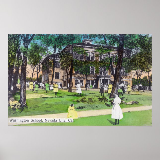 Poster Vue extérieure de l'école de Washington (Devant)