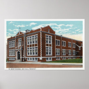 Poster Vue extérieure de l'école et du Hall de St Mary