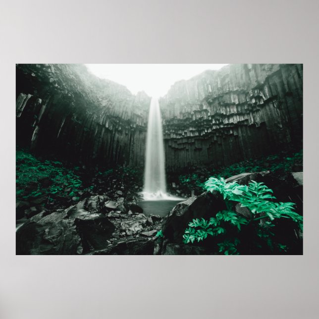 Poster Vue Extraordinaire sur la cascade de Svartifoss. i (Devant)