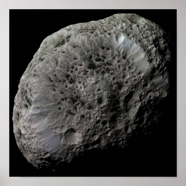 Poster Vue fausse couleur de la lune de Saturne Hyperion (Devant)