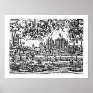 Poster Vue générale de Cologne, 1531 (gravure) (p/p pho