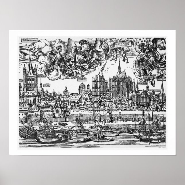 Poster Vue générale de Cologne, 1531 (gravure) (p/p pho (Devant)