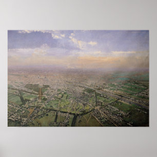 Poster Vue générale de Paris depuis une montgolfière