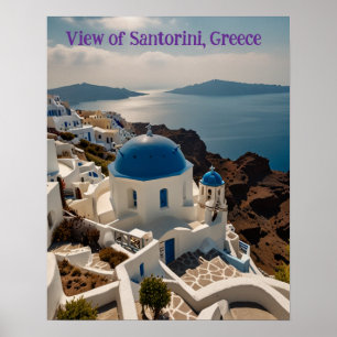Poster Vue imprenable sur Santorin