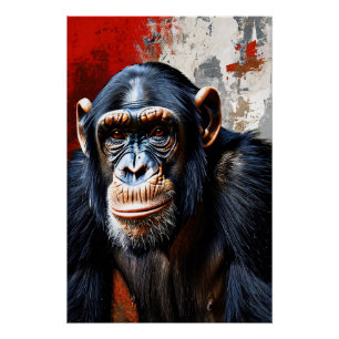 Poster Vue intense du Chimpanzé