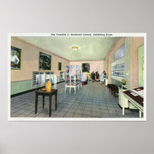 Poster Vue intérieure de la bibliothèque de FDR,