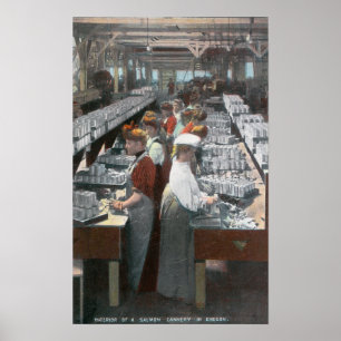 Poster Vue intérieure des travailleurs saumonés de