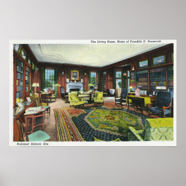 Poster Vue intérieure du salon de FDR (Devant)