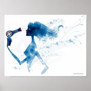 Poster Vue latérale de la femme faire sauter les cheveux 