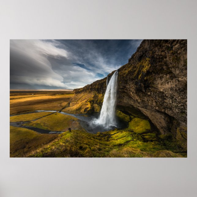 Poster Vue magnifique du paysage de Seljalandsfoss (Devant)