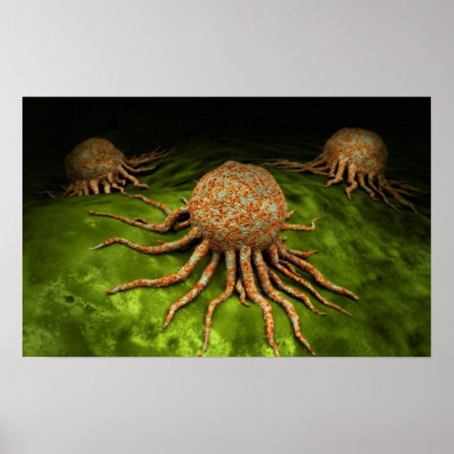 Poster Vue Microscopique Du Virus Du Cancer (Devant)