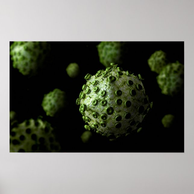 Poster Vue Microscopique Du Virus Du VIH 1 (Devant)