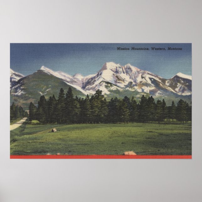 Poster Vue Montagnes de Mission dans Montana Montana (Devant)