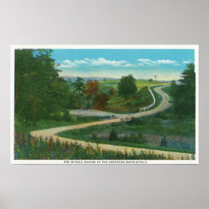 Poster Vue moyenne de ravin de champ de bataille de