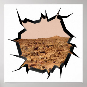 Poster Vue murale cassée 3D du paysage Mars de la NASA Tw