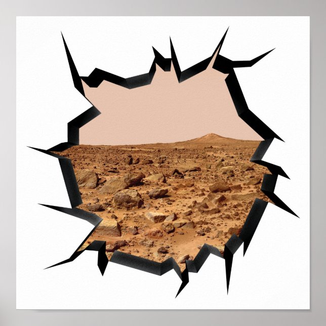 Poster Vue murale cassée 3D du paysage Mars de la NASA Tw (Devant)
