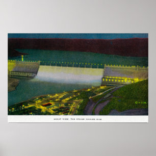 Poster Vue nocturne, barrage de Grand Coulee