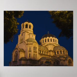 Poster Vue nocturne de la cathédrale Alexandre Nevski