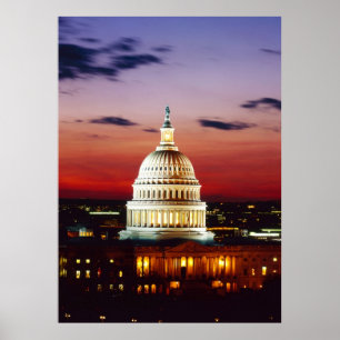 Poster Vue nocturne du Capitole américain