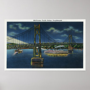 Poster Vue nocturne du pont routier du centre-Hudson