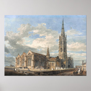 Poster Vue nord-est de l'église de Grantham par Turner