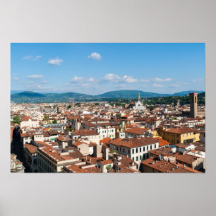 Poster Vue panoramique aérienne de Florence - Toscane, It