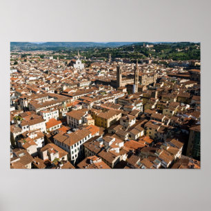 Poster Vue panoramique aérienne de Florence - Toscane, It