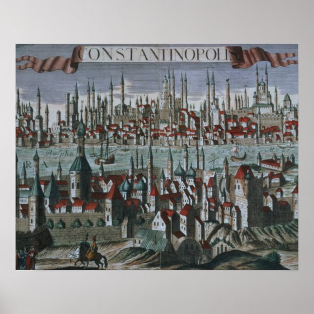 Poster Vue panoramique sur Constantinople, fin 18ème sièc (Devant)