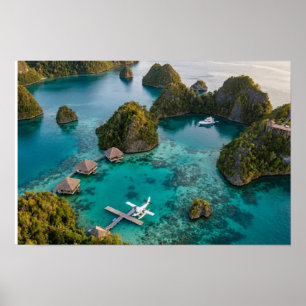 Poster Vue paradisiaque des îles Raja Ampat Piaynemo Art
